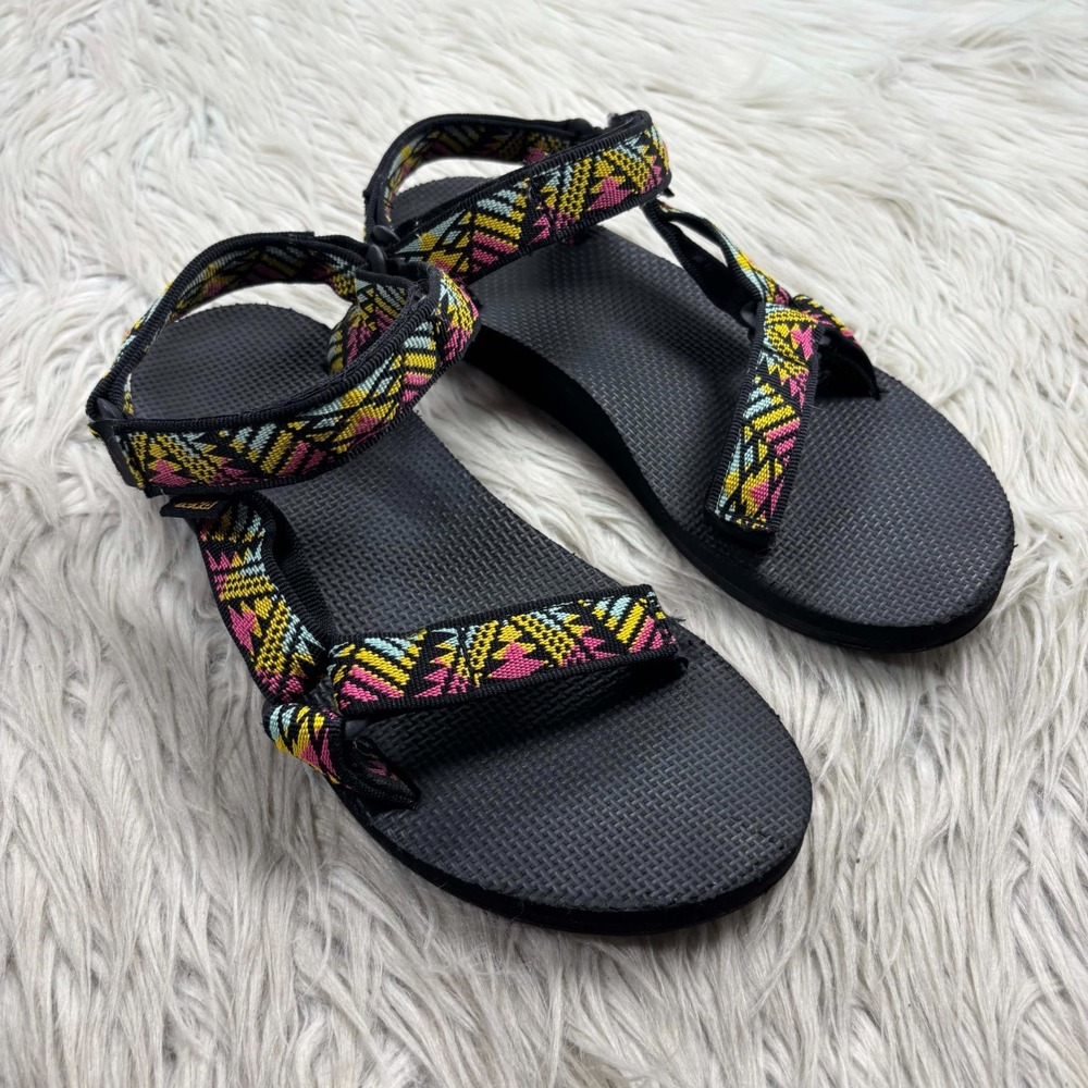 Teva Women's 8 Universal Original Sandals Sporty Neon Geo Black Pink Yellow Blue